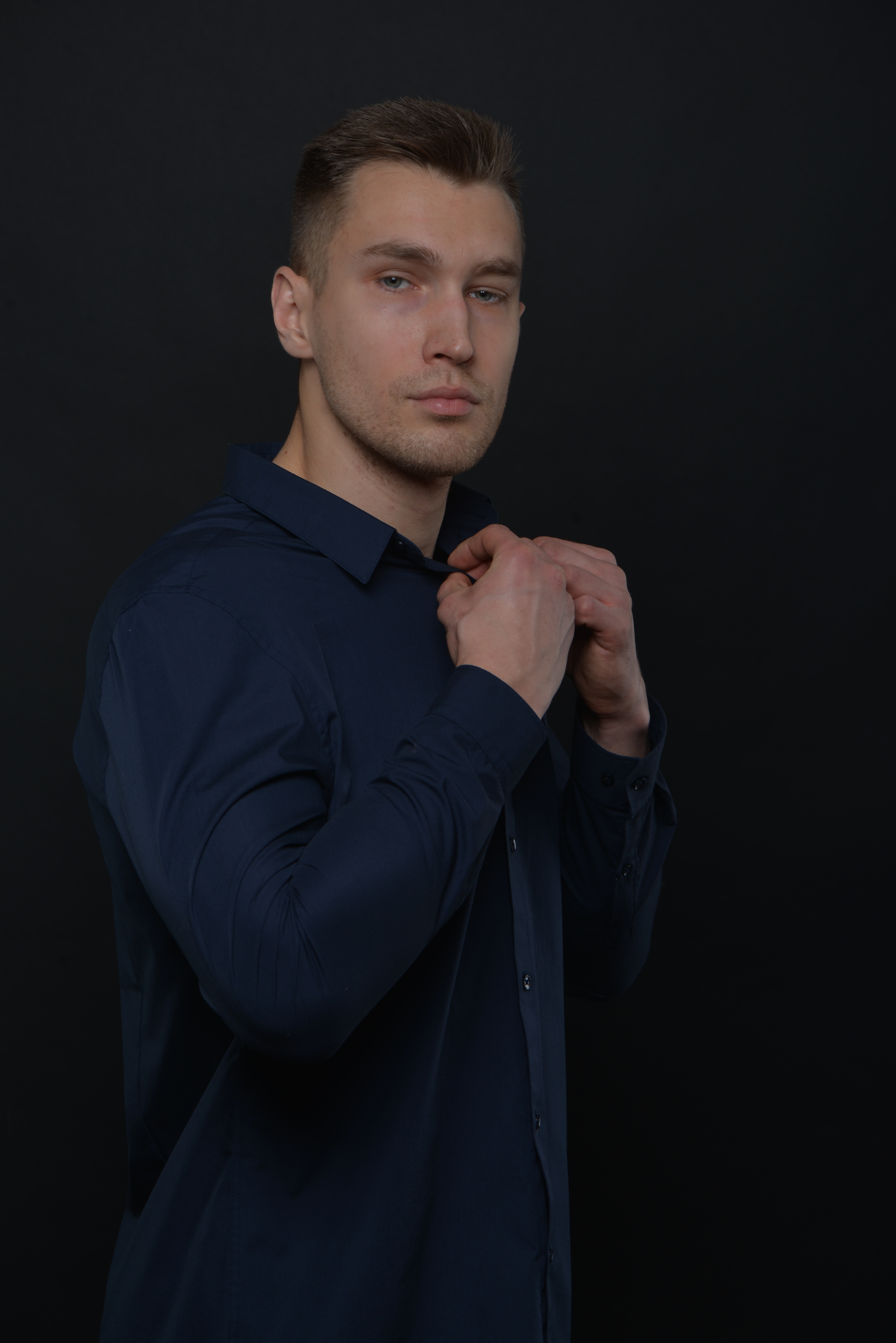 Low key studio portrait of Dmitriy Kovin